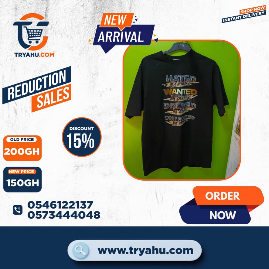 Heavy 100% Cotton T-Shirts for Men | Durable & Stylish | Tryahu Ghana